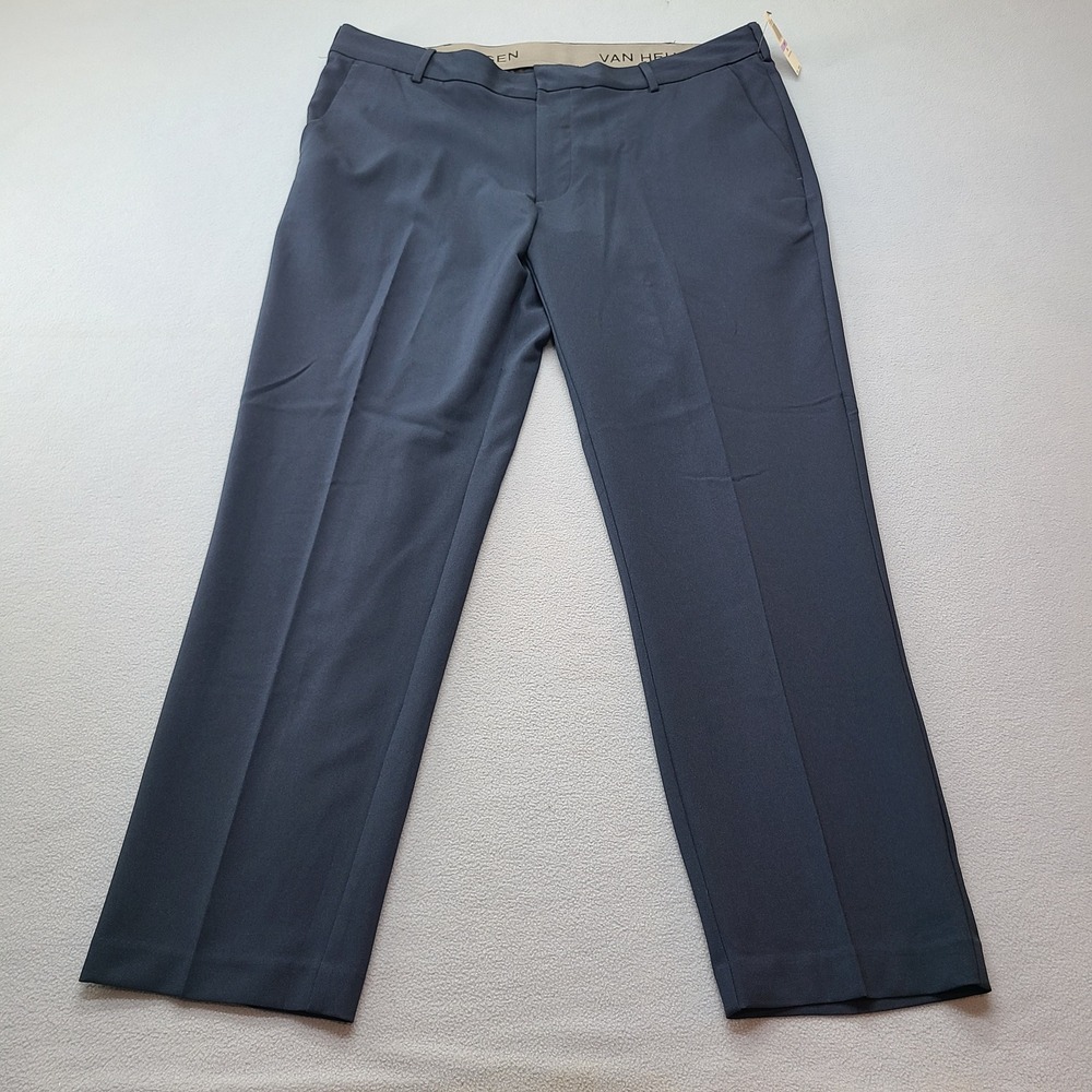 Van Heusen Flex Dress Pants Mens 38x30 Blue New Slim Fit Flat Front Stretch